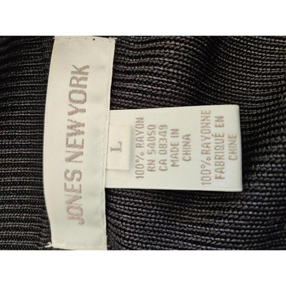 Jones New York Large black ribbed sweater shirt. button down with fabric belt - Picture 4 of 5